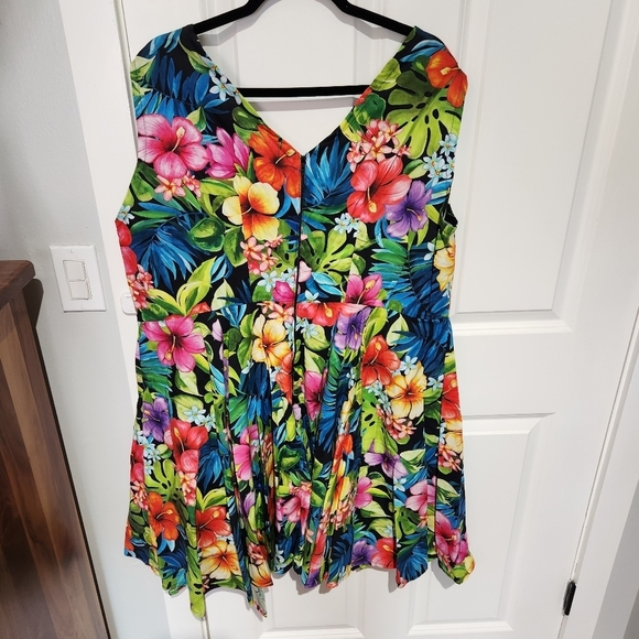 floral Hawaiian tiki fit and flare retro dress 4x pinup vintage - Picture 2 of 7